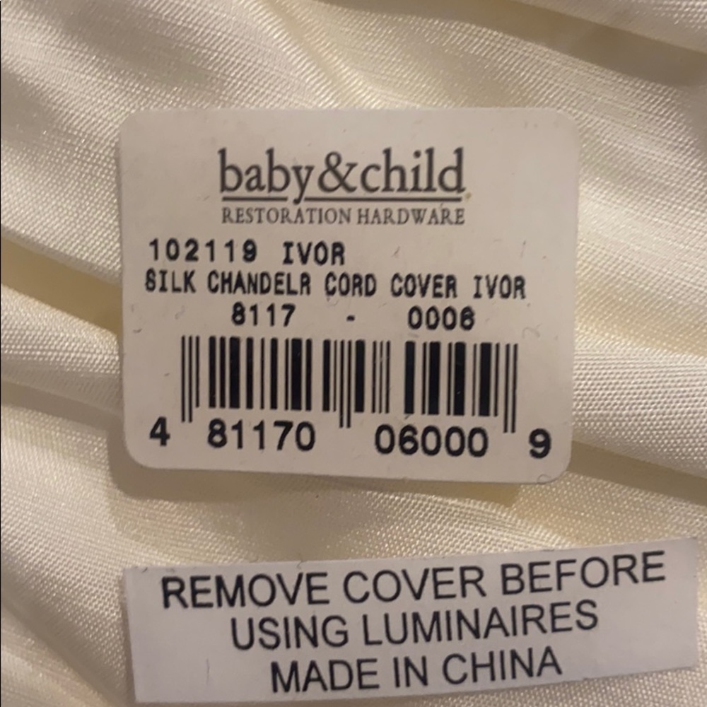 RH baby&child chandelier silk cord cover